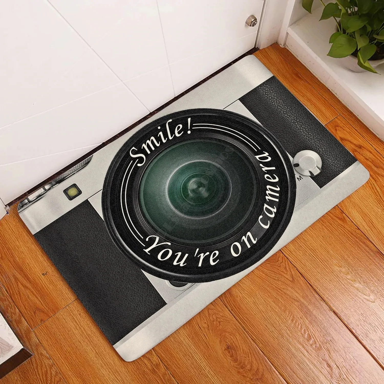 

Photograph Lovers Door Mat Smile! You're On Camera Doormat 3D Printed Doormat Non Slip Door Floor Mats Decor Porch Doormat