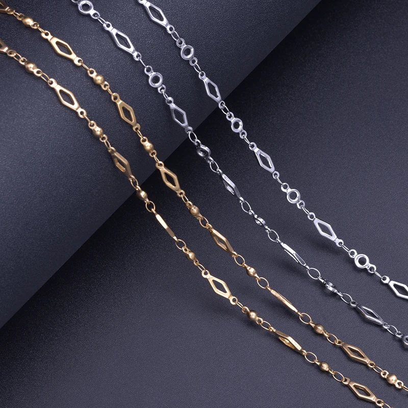 

Fashion Rhombus Stainless Steel Link Chains Necklace for Women Classic Choker Unisex Bracelets Jewelry Making No Fade Mater