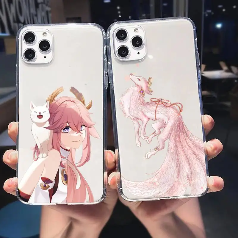 

Yinuoda Yae Miko Genshin Impact Phone Case for iPhone 11 12 13 mini pro XS MAX 8 7 6 6S Plus X 5S SE 2020 XR clear case