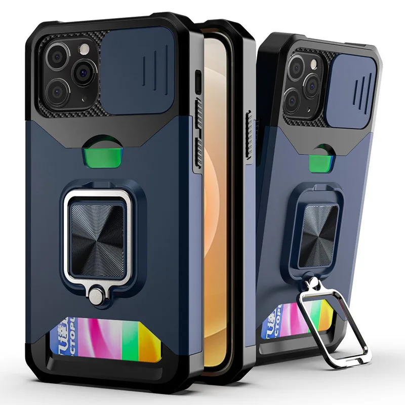 

Slide Armor Shockproof Case For Iphone 11 Pro Max For iPhone12 13 7 6 8 XR XS Max X Plus 13 Magnetic Ring Holder Back Cover