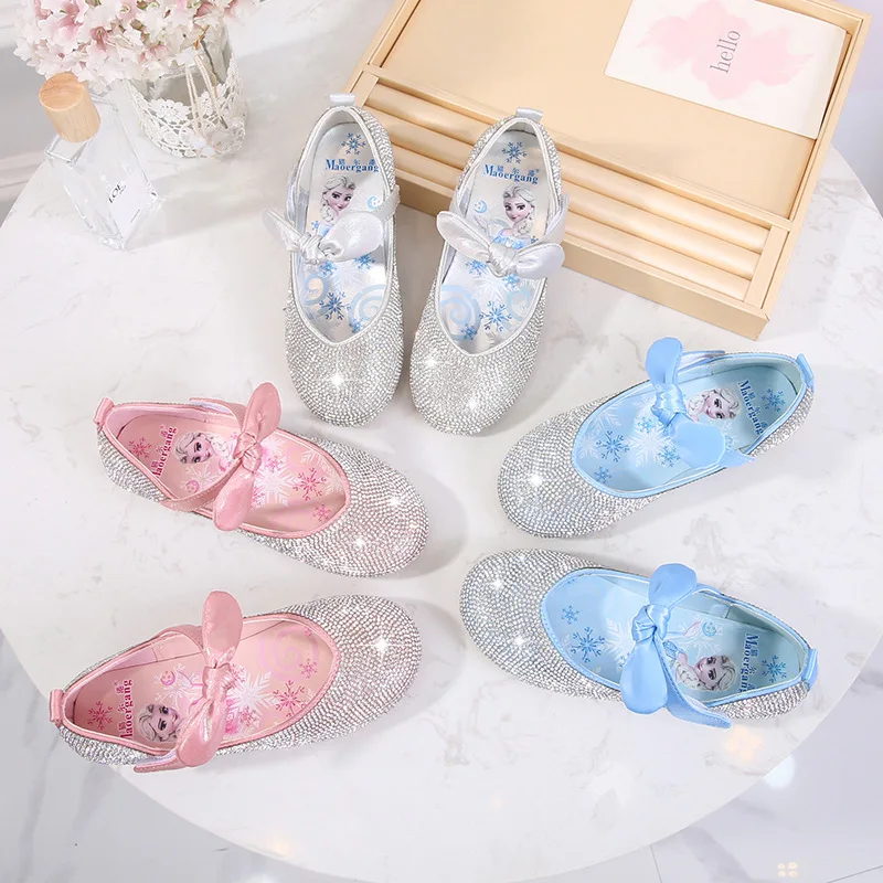 

Disney Girls Princess Shoes Spring New Children's Crystal Shoes Performance Shoes Little Girls Soft-soled Non-slip Shoes