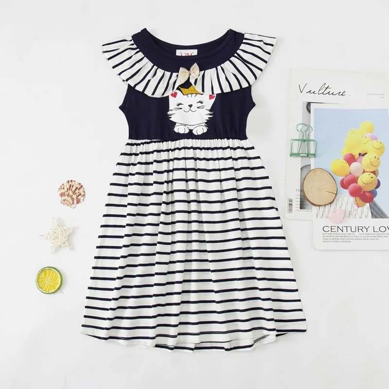 Детское Повседневное платье для девочек лето 2024 платья принцессы с мультяшным