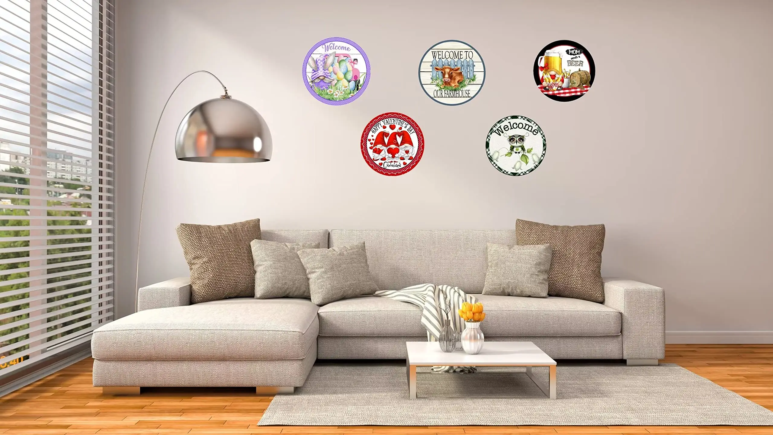 Металлический жестяной знак WZVZGZ круглый цветущий Павлин подходит для домашнего