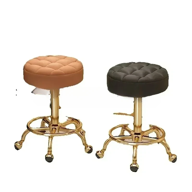 Silla peluquería pequeña dorada asiento giratorio portátil Estilismo silla barbero estética coiffee Stuhl MQ50BC