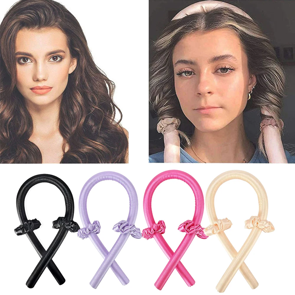 Повязка на голову для завивки волос без радиатора мягкая и блестящая Плойка