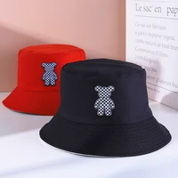 2022 new hats for women summer bucket hats cute bear soft warm dual purpose fisherman hat panama casual caps lady flat beach cap