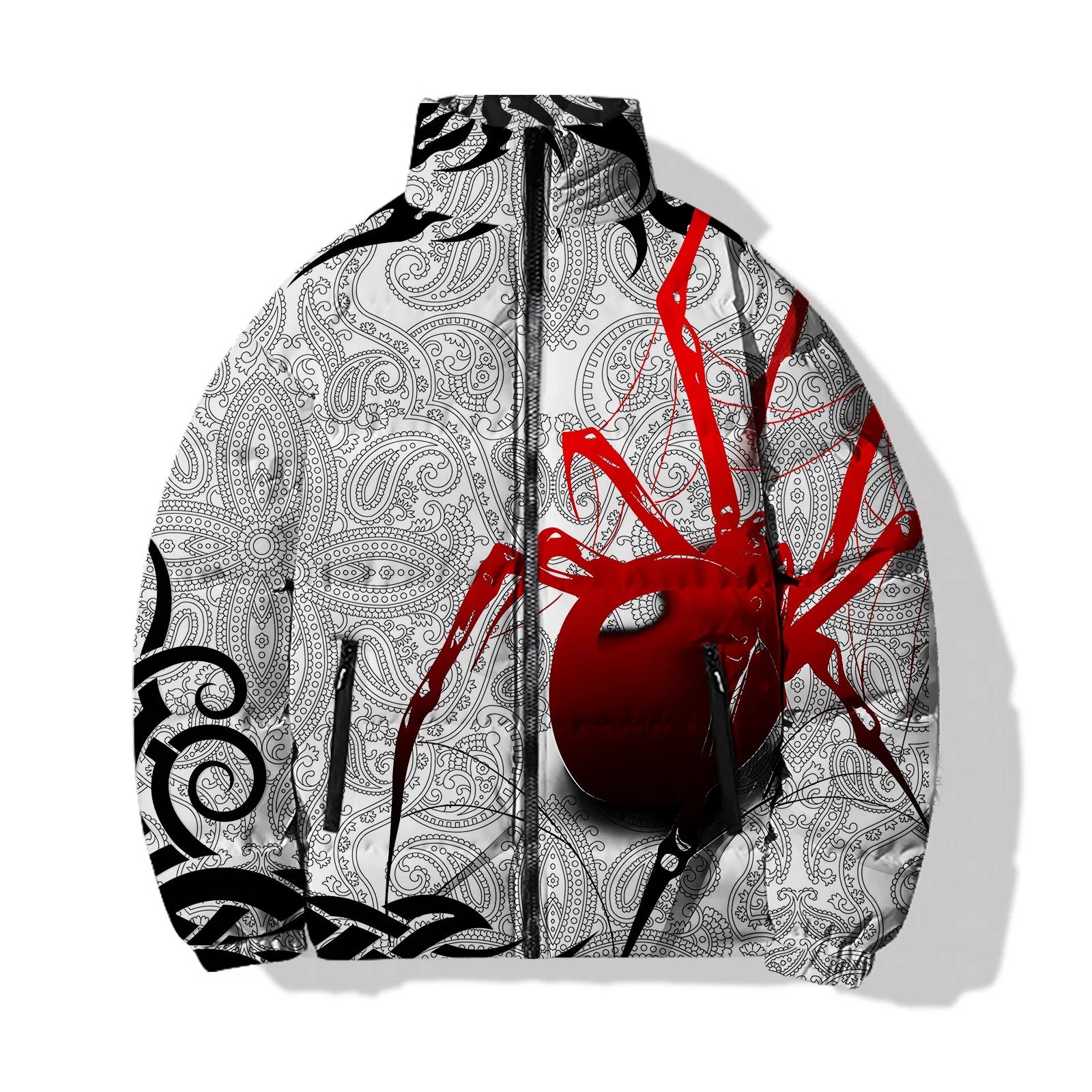 Зимнее Мужское пальто свободная повседневная хлопковая куртка с принтом паука и