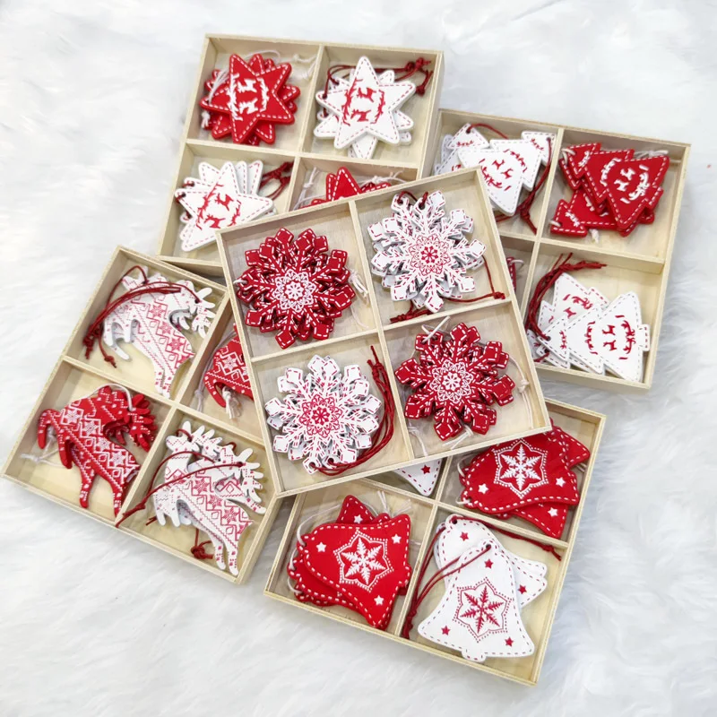 

Merry Christmas Decorations for Home 12PCS Wooden Christmas Tree Hanging Ornaments Xmas Gifts Happy New Year 2023 Noel Navidad