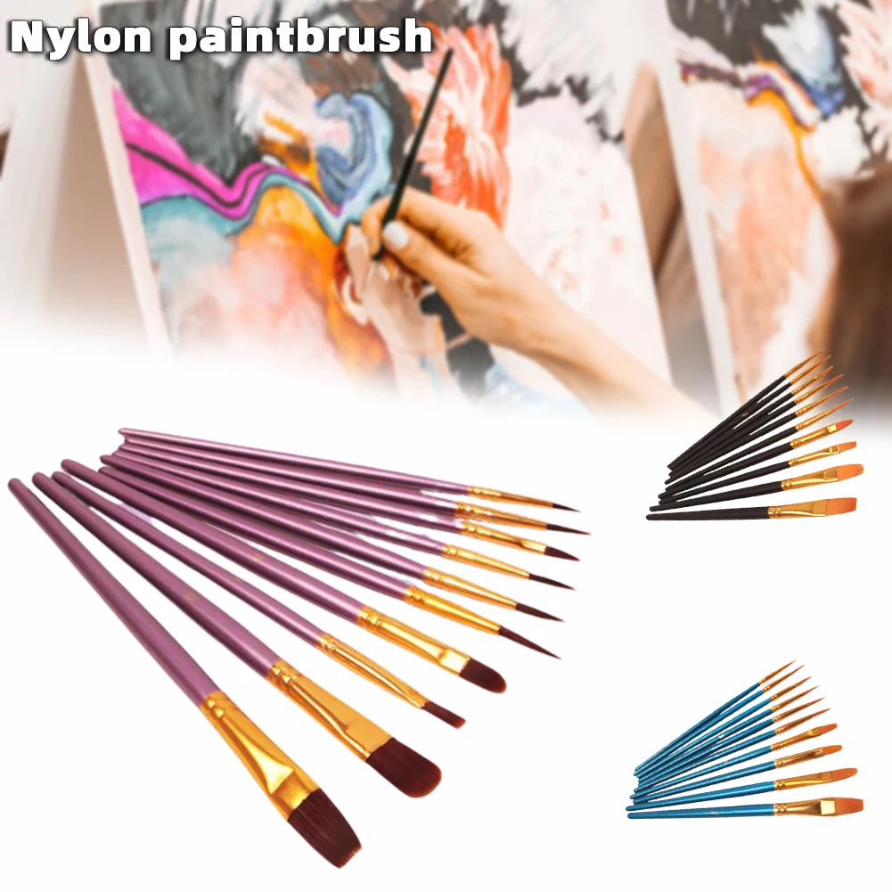 

10Pcs/Set Fine Oil painting brush acrylic painting digital painting children's environmental nylon brush row pen Stationery