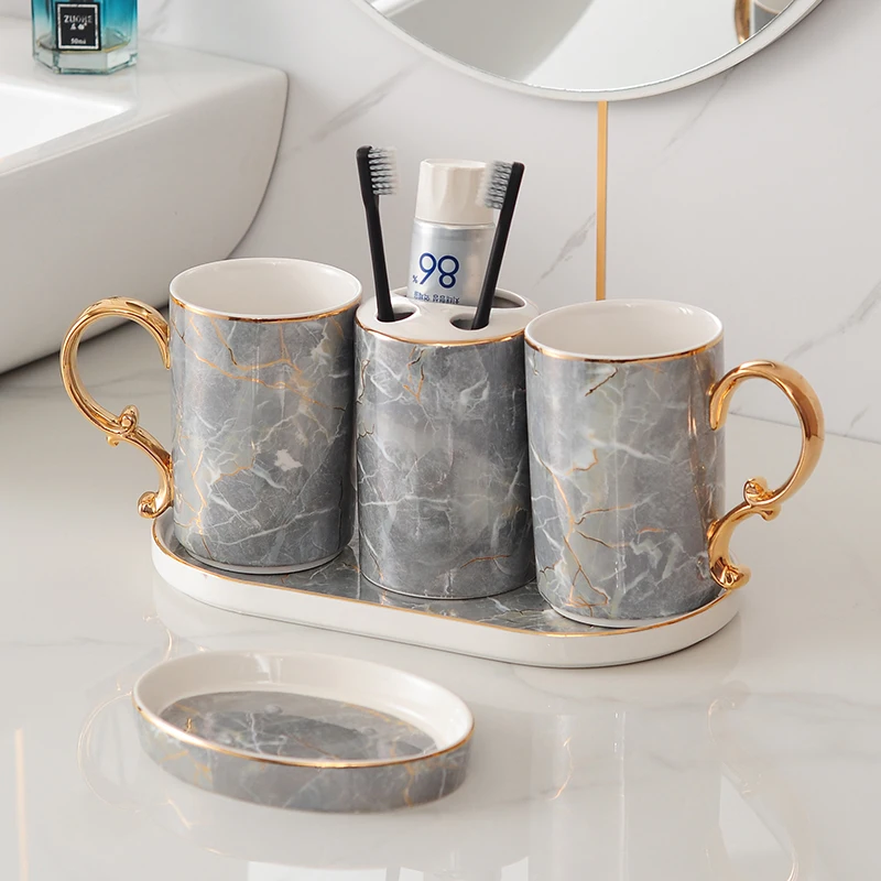 

Креативные керамические принадлежности для ванной комнаты, простая керамическая бутылка для лосьона, держатель для зубной щетки, чашка для...