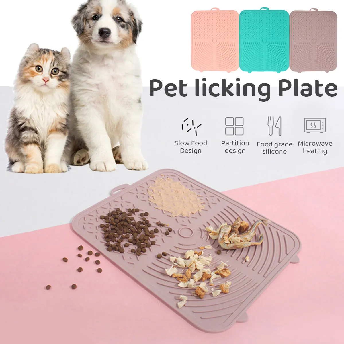 

Licking Mat Slow Feeder Pad Silicone Dog Food Mat Lick Pad with Suction Cup Portable Slow Feeder Dog Bowl Safe Dog Dicking Mat