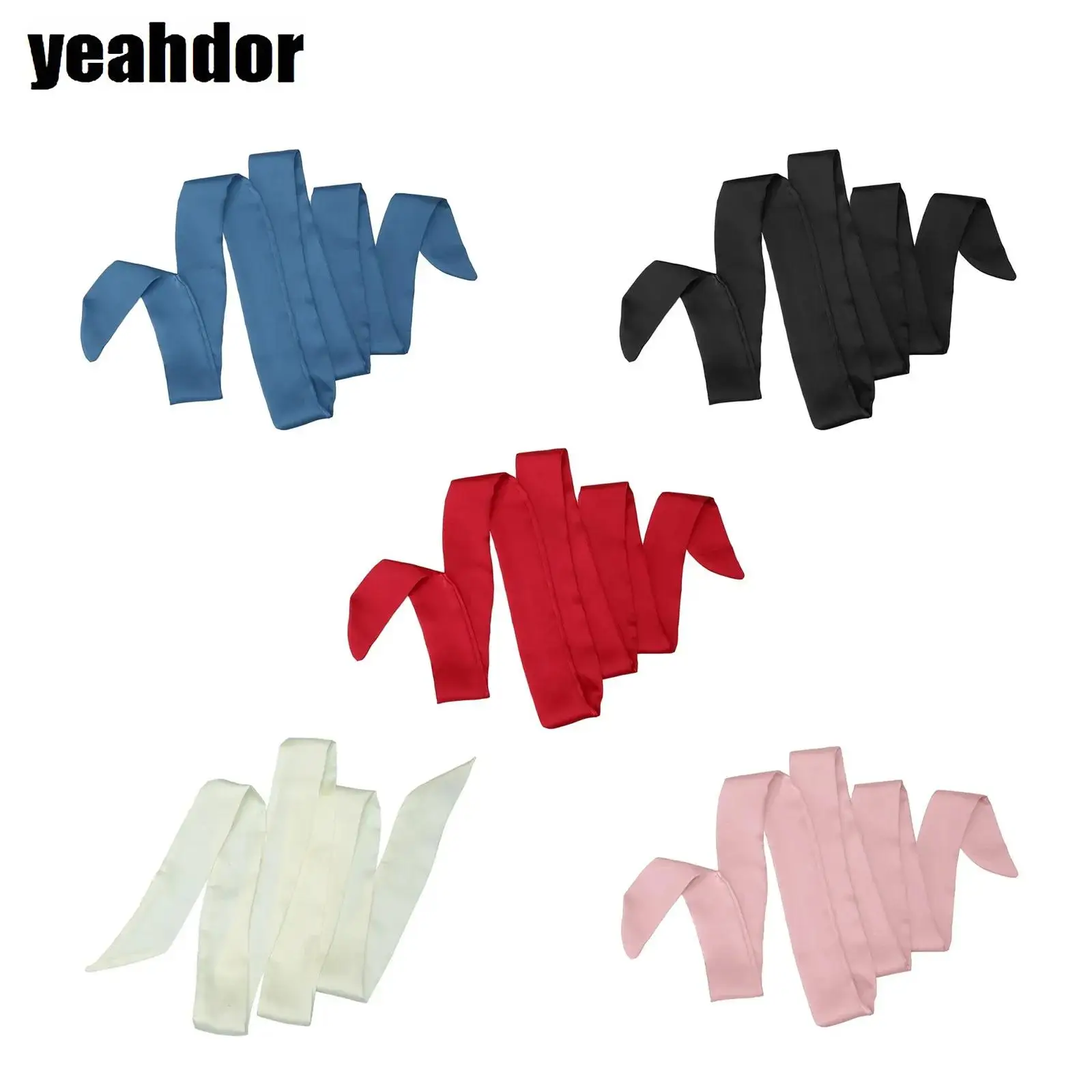 Однотонный атласный длинный шарф 196 см шейный платок повязка на голову поясной