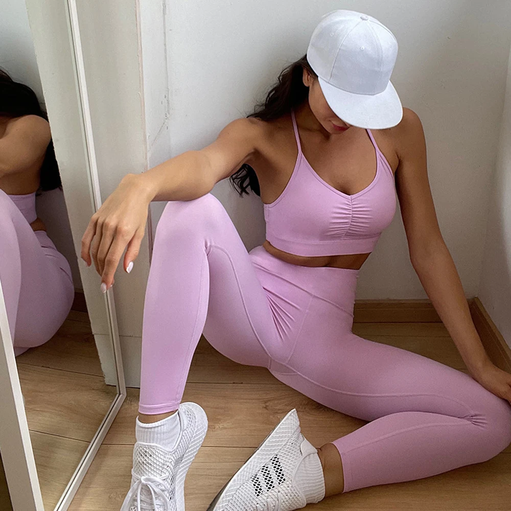 Бесшовный комплект для йоги тренировочная одежда женщин тренажерного зала