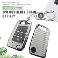 tpu car key case cover holder key chain ring for volkswagen vw tiguan golf 7 mk7 polo for skoda kodiaq rapid octavia protector