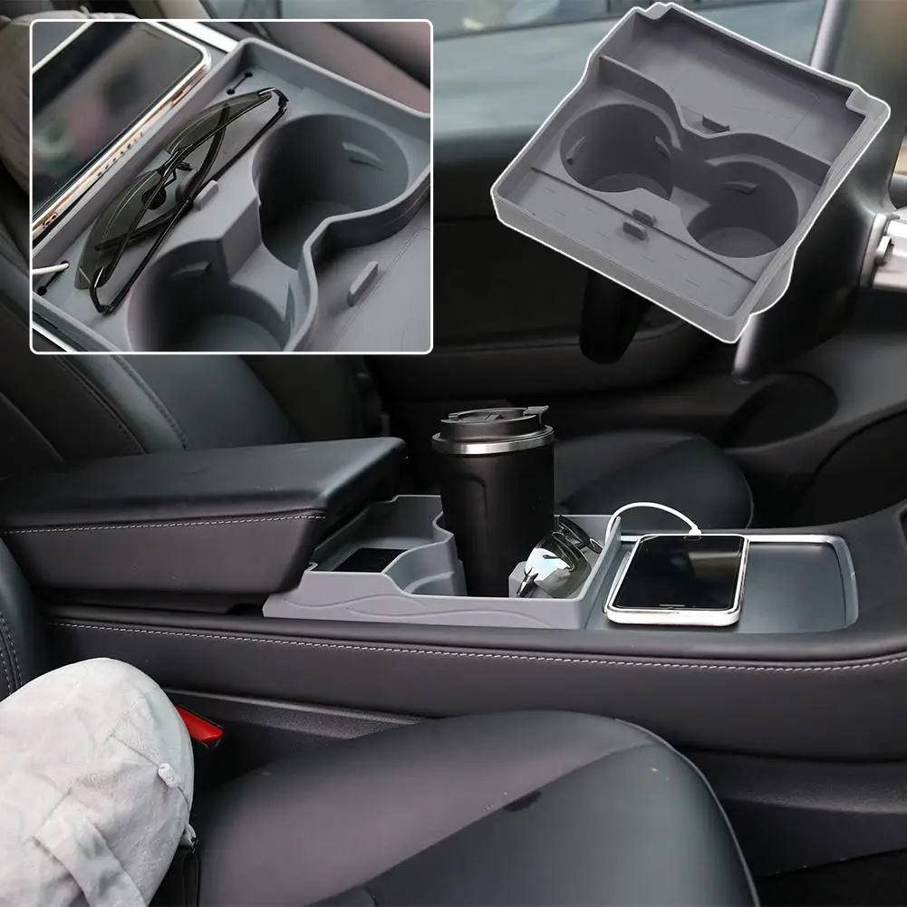 

Central Control Water Cup Holder for Tesla Model 3 Y Storage Box Limiter Silicone Interior Car Modification Accessories 202 Q0F0