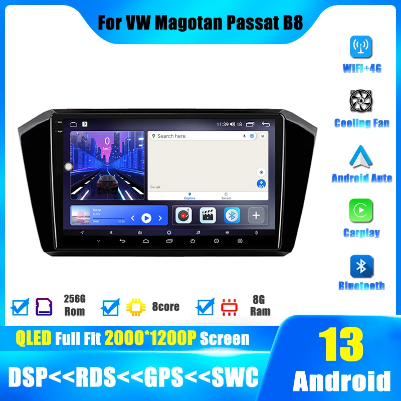 

Android 13 For Volkswagen VW Magotan Passat b8 2017-2018 Car Navigation System GPS Player IPS Screen Multimedia Radio Stereo