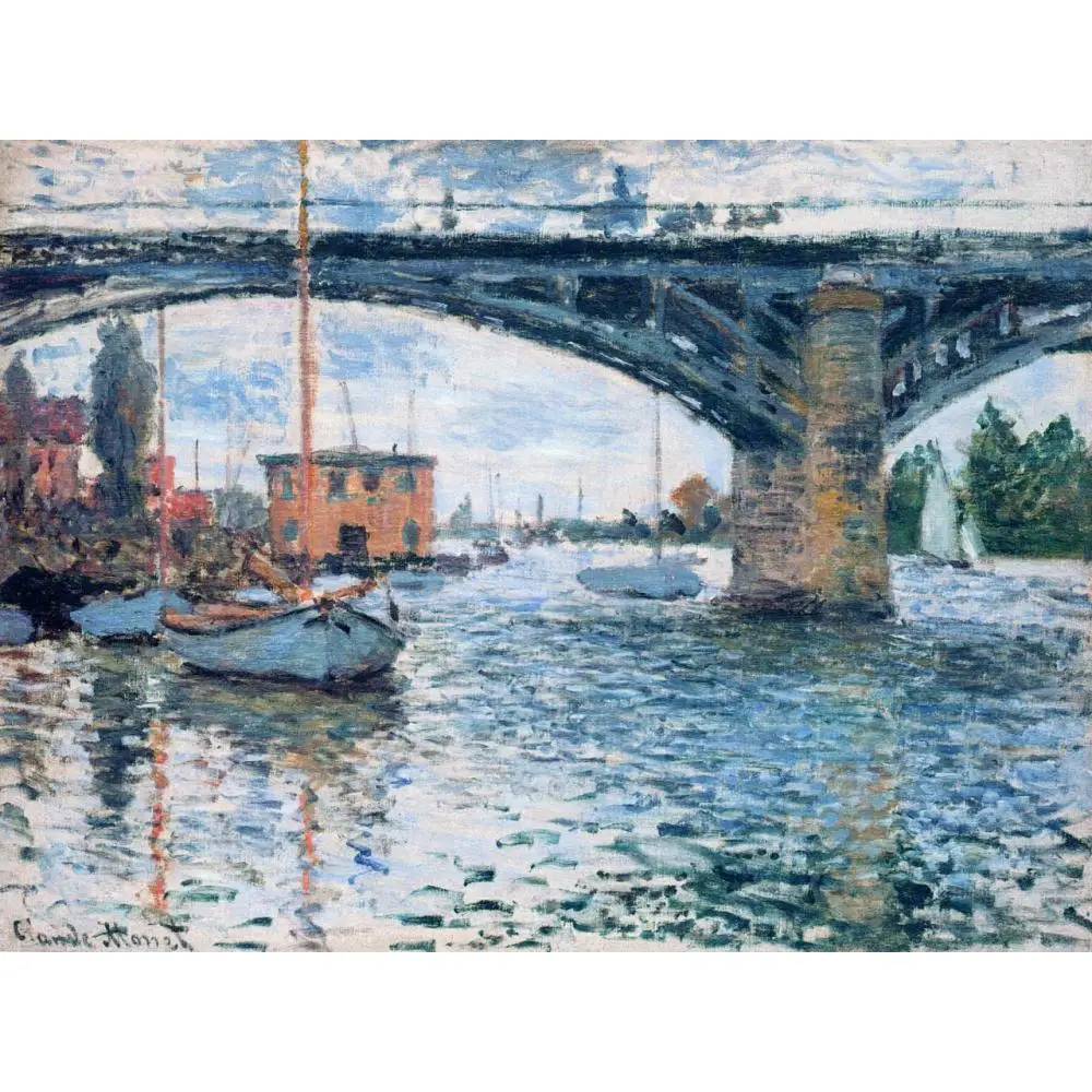 

High quality Claude Monet paintings The Bridge at Argenteuil, Grey Weather oil on canvas hand-painted Home decor