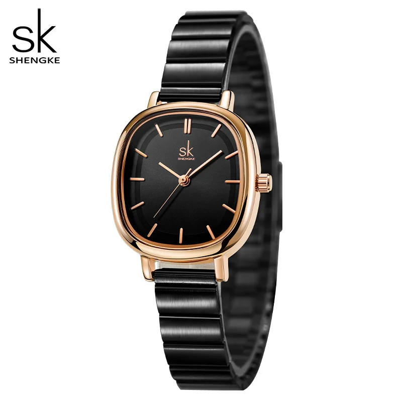 

Shengke Relogio Feminino Women's Watches Fashion Black Top Luxury Ladies Quartz Wristwatches Elegant Woman's Clock SK New Design