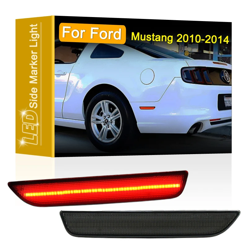

2Pcs Smoked Lens Red Rear LED Side Fender Marker Light Assembly Parking Lights For Ford Mustang 2010 2011 2012 2013 2014