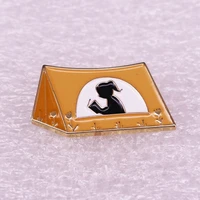 yellow tent with girl reading reflection fashionable creative cartoon brooch lovely enamel badge clothing accessories