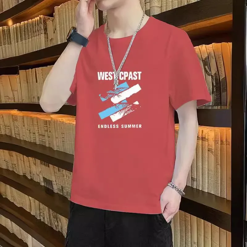 Стильная мужская футболка с коротким рукавом из ледяного шелка круглым вырезом и