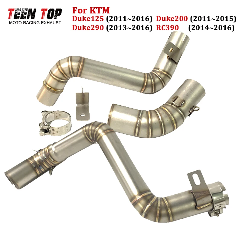 Фото RC390 Decat Pipe для KTM Duke 125 200, выхлопная труба среднего звена Duke 125, выхлопная труба среднего подключения для мотоцикла Duke 290 Escape Moto №1