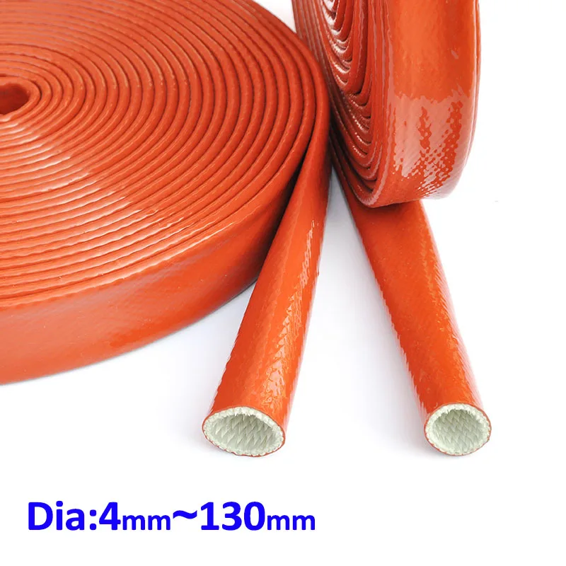 

1M Black/Red High Temperature Resistant Fire Retardant Casing Pipe Thicken Insulation Silicone Fiberglass Tube Diameter4-80mm