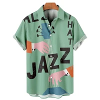 2022 summer new mens shirts 3d musical instrument print short sleeve top hawaiian beach ahloa shirts for men oversized chothing