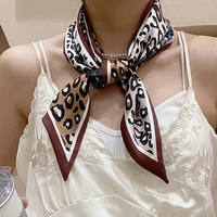 lunadolphin french style big wide ribbon 150x13cm leopard flower print long silky angled scarf headbands neckerchief streamer