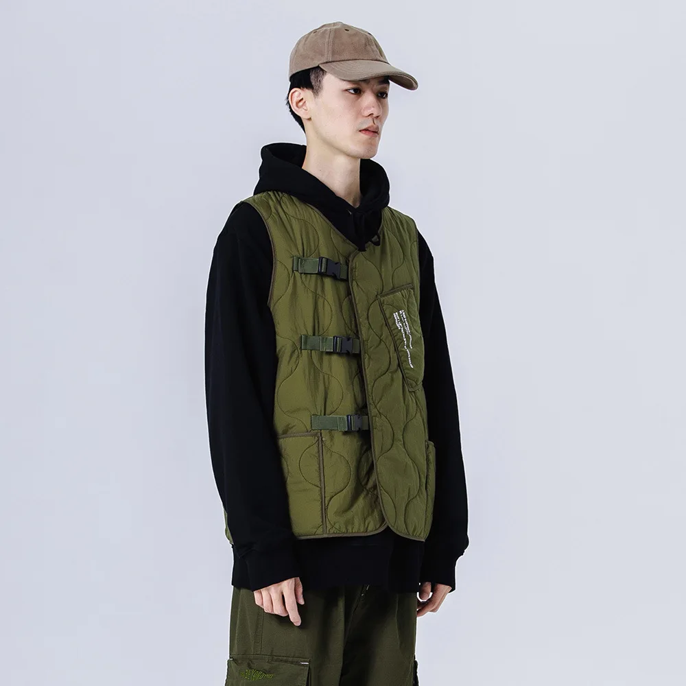 Men INS Popular Firmranch Men/Women Winter/Autumn Amekaji Padded Sleeveless Jacket Multi Pockets Pocket Work Clothes Vest