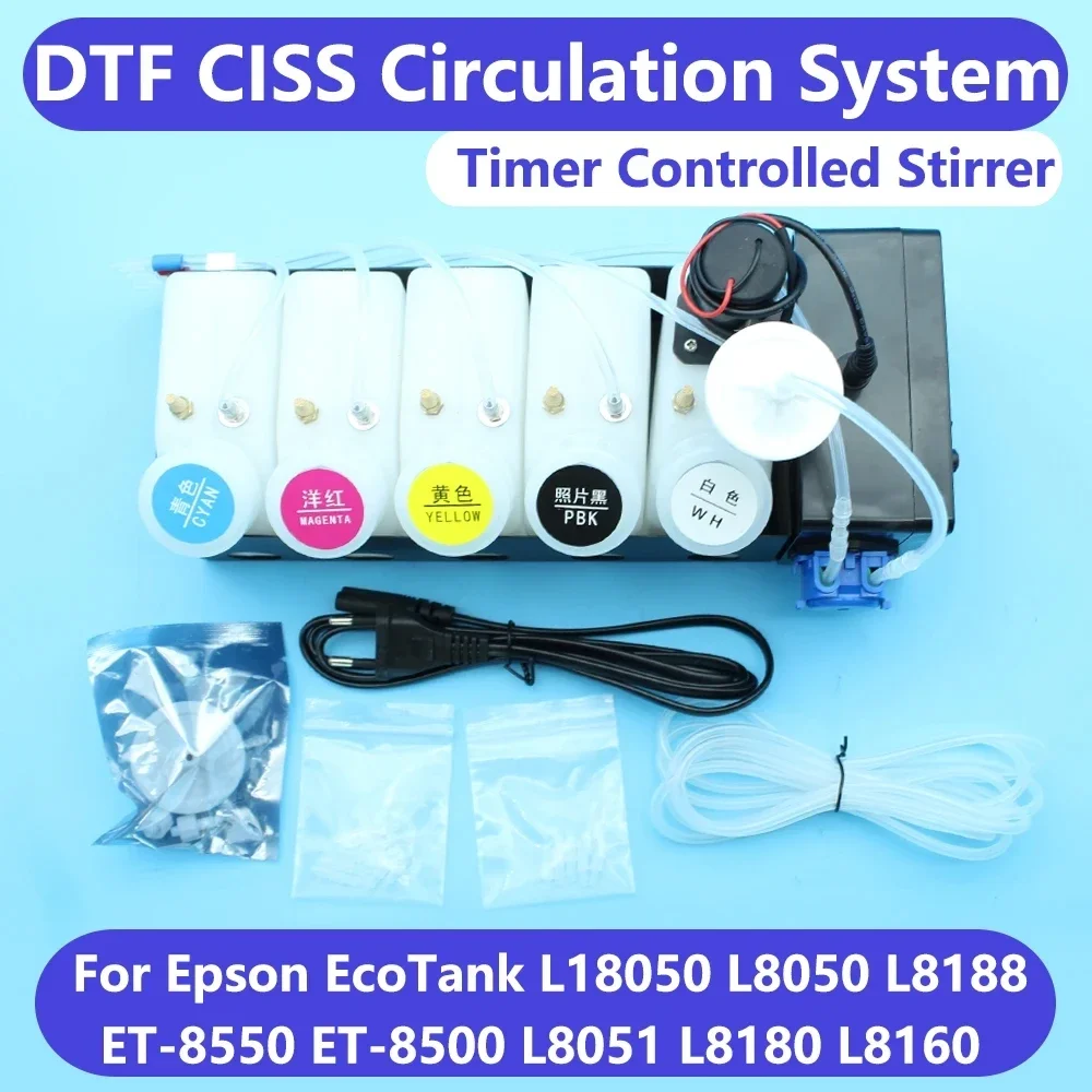 Набор чернил ET8550 DTF CISS для Epson ET-8550 L18050 L8050 L1800 L800 Xp600 белый комплект преобразования