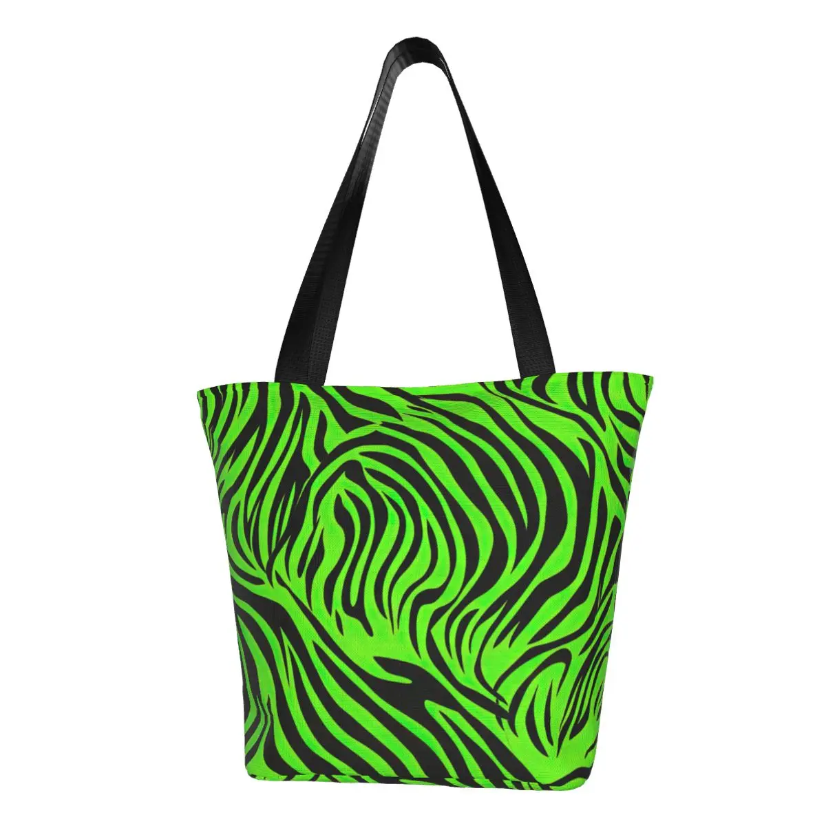 

Зеленая сумка-шоппер в полоску, дорожные сумки с принтом зебры для студентов, тканевый тоут на плечо, Новинка