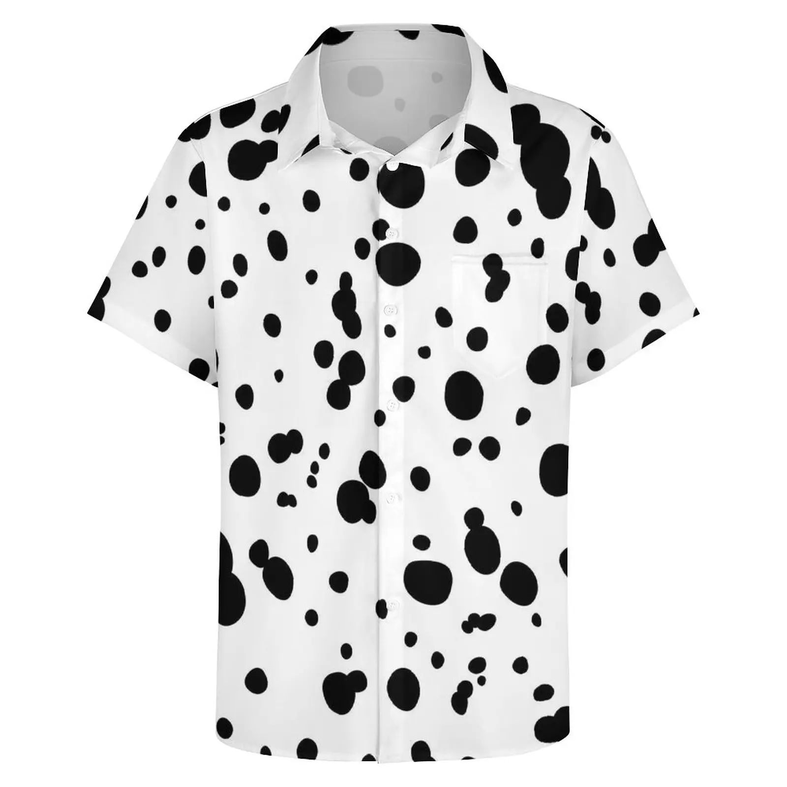 Dalmatian Spots Print Shirt Beach Animal Dots Casual Shirts Blouses Short Sleeve Novelty Oversized
