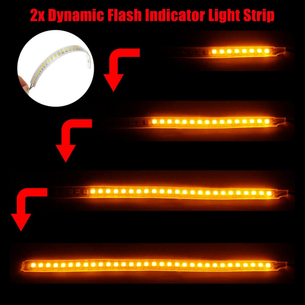 

SALE 2Pcs 12V 5W Auto Dynamic LED Signal Light Rear Side Mirror Arrow Strip Set Amber Lights Lamps Car Accessories Dropshipping