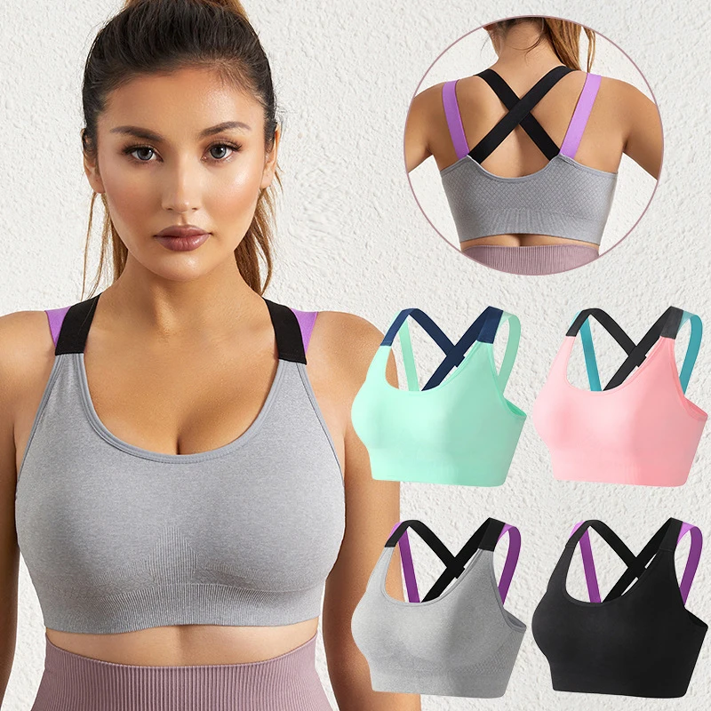 

Yoga Vest Sports Workout Tops for Women No Steel Rings Outside Women's Shockproof Anti-drop Gathered Underwear