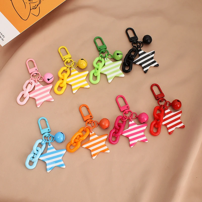 

Pentagram Keychain Pendant Acrylic Girls Backpack Keychain Detachable Colourful Chain Accessories Bag Charm