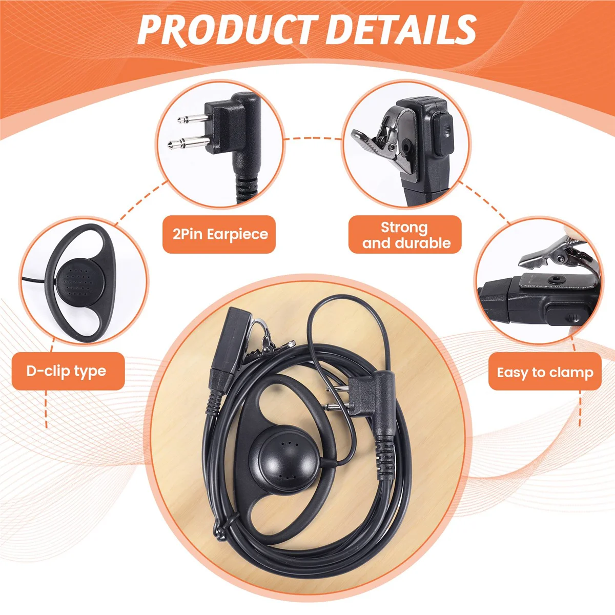 2-контактный усовершенствованный D-образный зажим для гарнитуры с микрофоном