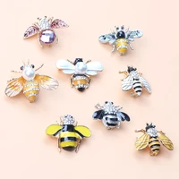 funny cute insect bee brooch rhinestone pearl jewelry for women men lapel pin dress hat suit ornament