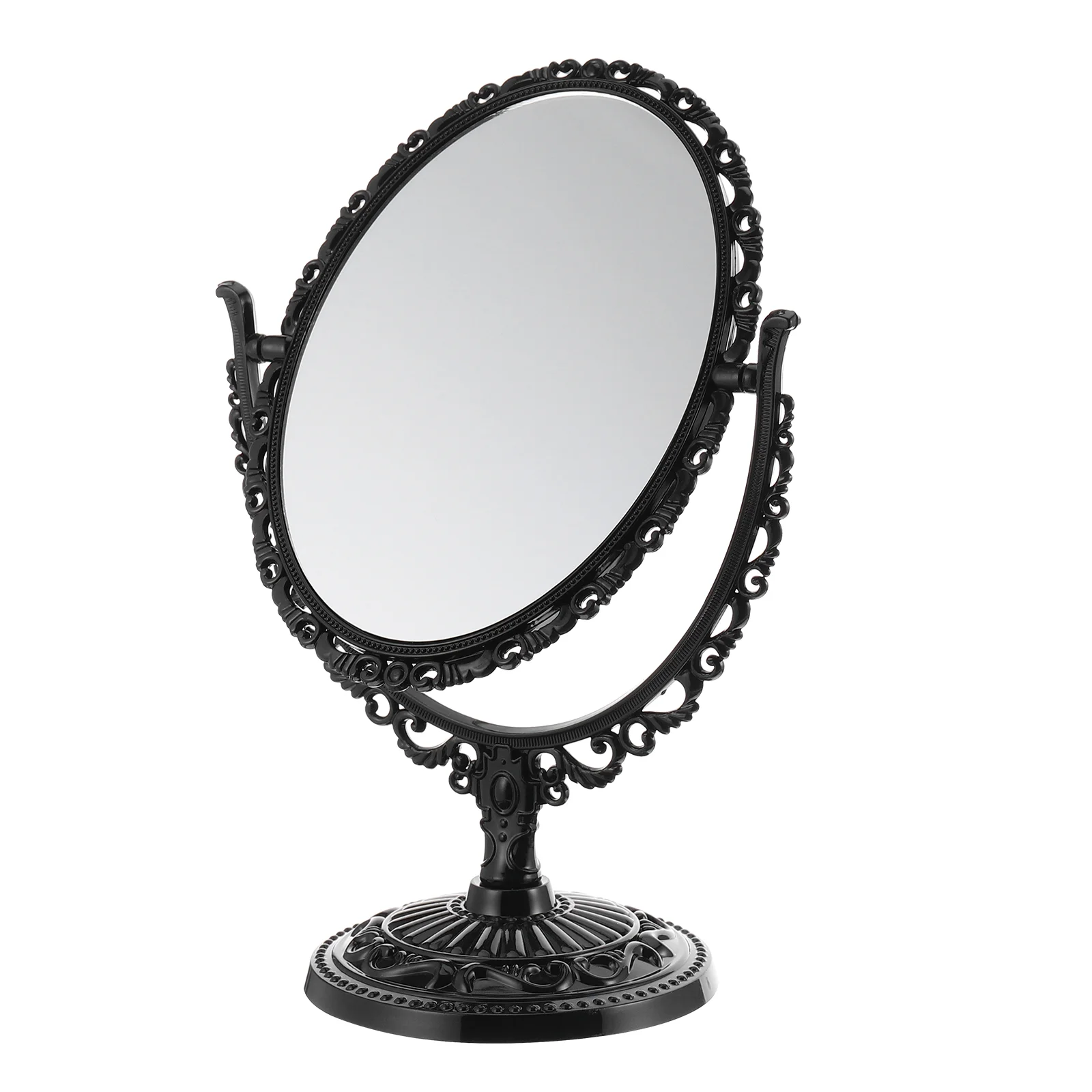 

Mirror Vanity Swivel Desk Vintage Stand Tabletop Makeup Mirrors Retro Oval Double Sided Dresserantique Portable Dressing