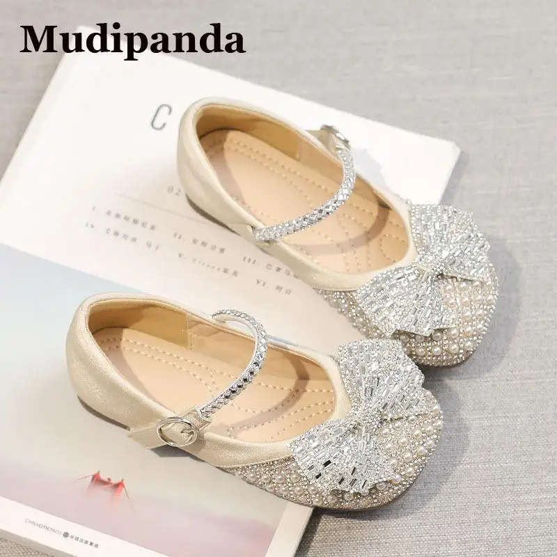 

Детские туфли на плоской подошве для девочек, маленькие кожаные туфли с кристаллами, модная детская обувь на мягкой подошве, кожаные туфли на липучке, 2023