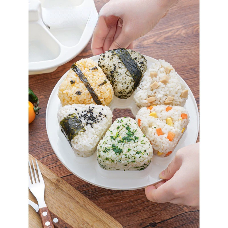 

Onigiri Rice Ball Sushi Maker 6 Cavity Triangle Sushi Making Kit Mold Food Grade Bento Rice Mold Meal Kitchen Accessories