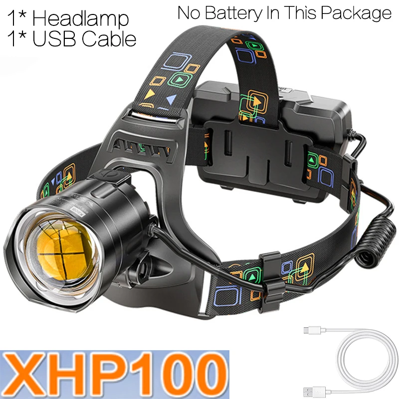 

Мощный светодиодный налобный фонарь XHP90/100, масштабируемый, перезаряжаемый от USB, высокомощный налобный фонарь, водонепроницаемый выход, 18650 суперъяркий налобный фонарь