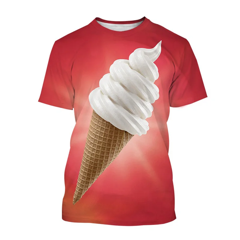 

Футболка с 3D-принтом мороженого для мужчин и женщин, Повседневная дышащая мягкая удобная рубашка оверсайз в стиле унисекс, с коротким рукавом, лето