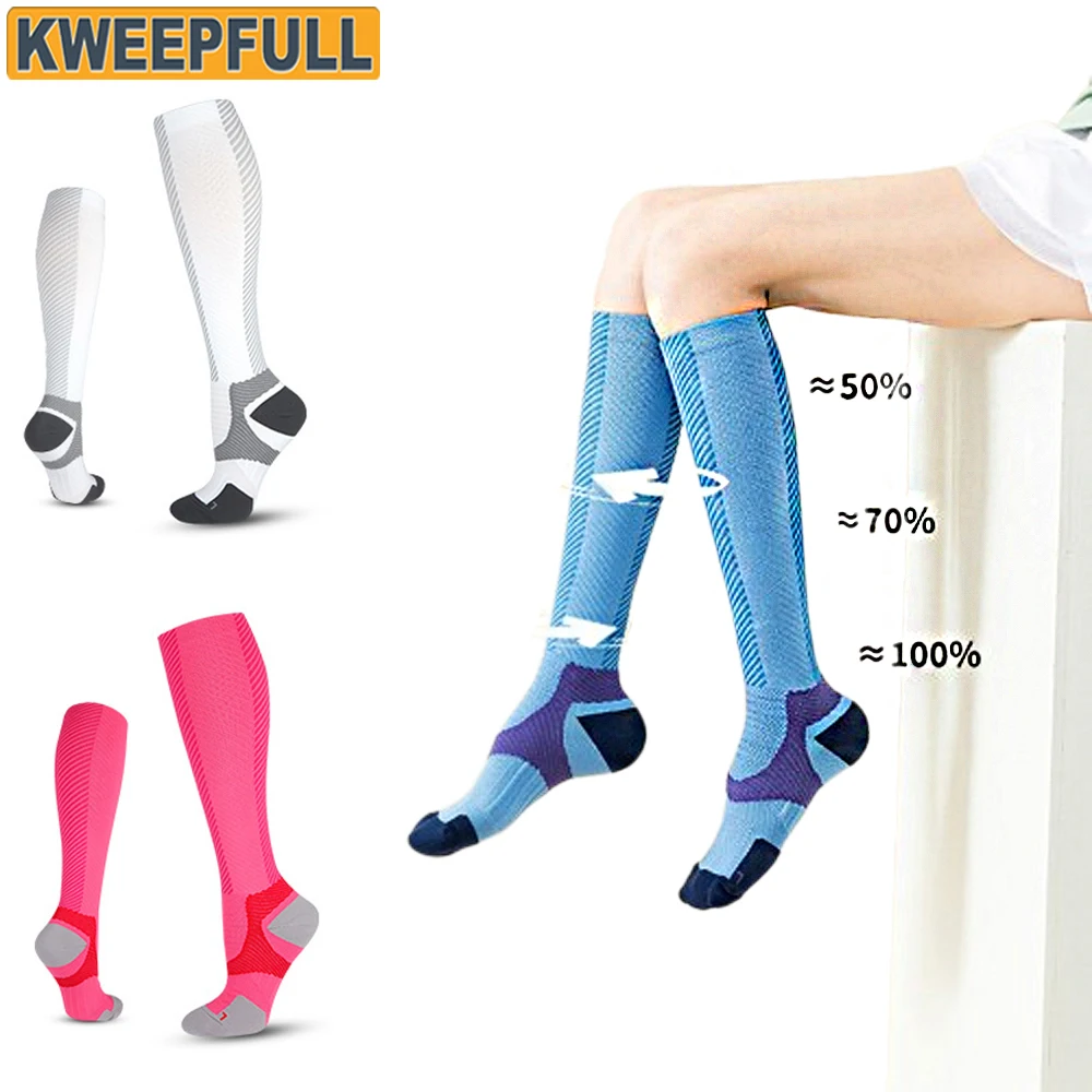 

1Pair Compression Socks Women and Men, 20-30mmHg, Medical Support for Sports Nurses Pregnancy Travel Circulation