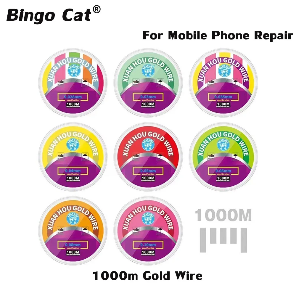 

Bingo Cat Gold Wire 0.03/0.035/0.04/0.05/0.06/0.08/0.1mm 1000M Alloy Steel Cutting Line Mobile Phone LCD Screen Separating Tools