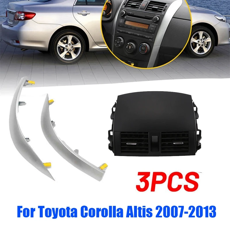 

Car Central Dash A/C Air Vents Outlet Grille Panel+Chrome Trim Strip 55670-02160 Plastic For Toyota Corolla Altis 2007-2013