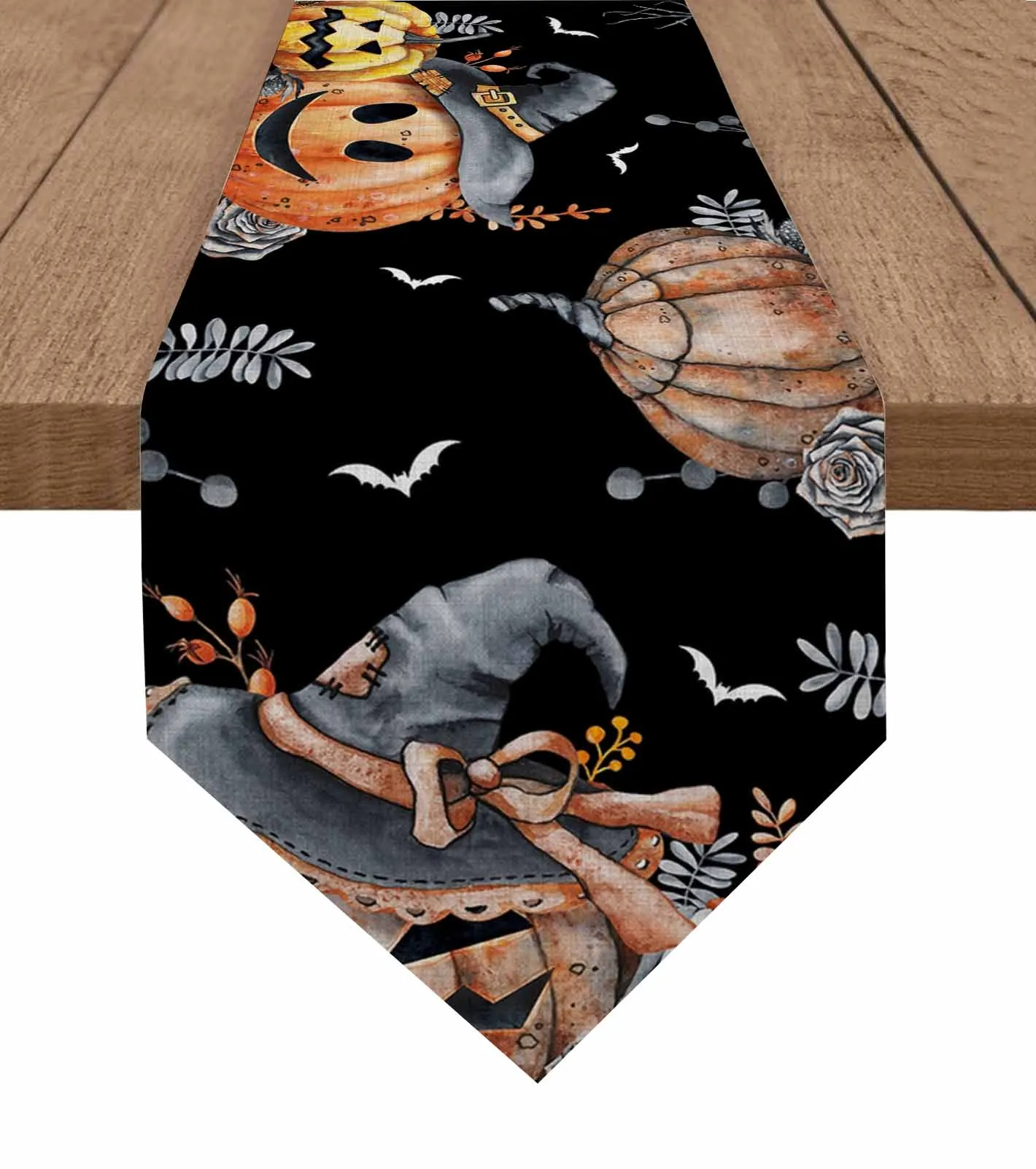 

Halloween Pumpkin Bat Table Runners Holiday Wedding Decor Dinning Table Cover Christmas Decorations Table Cloth