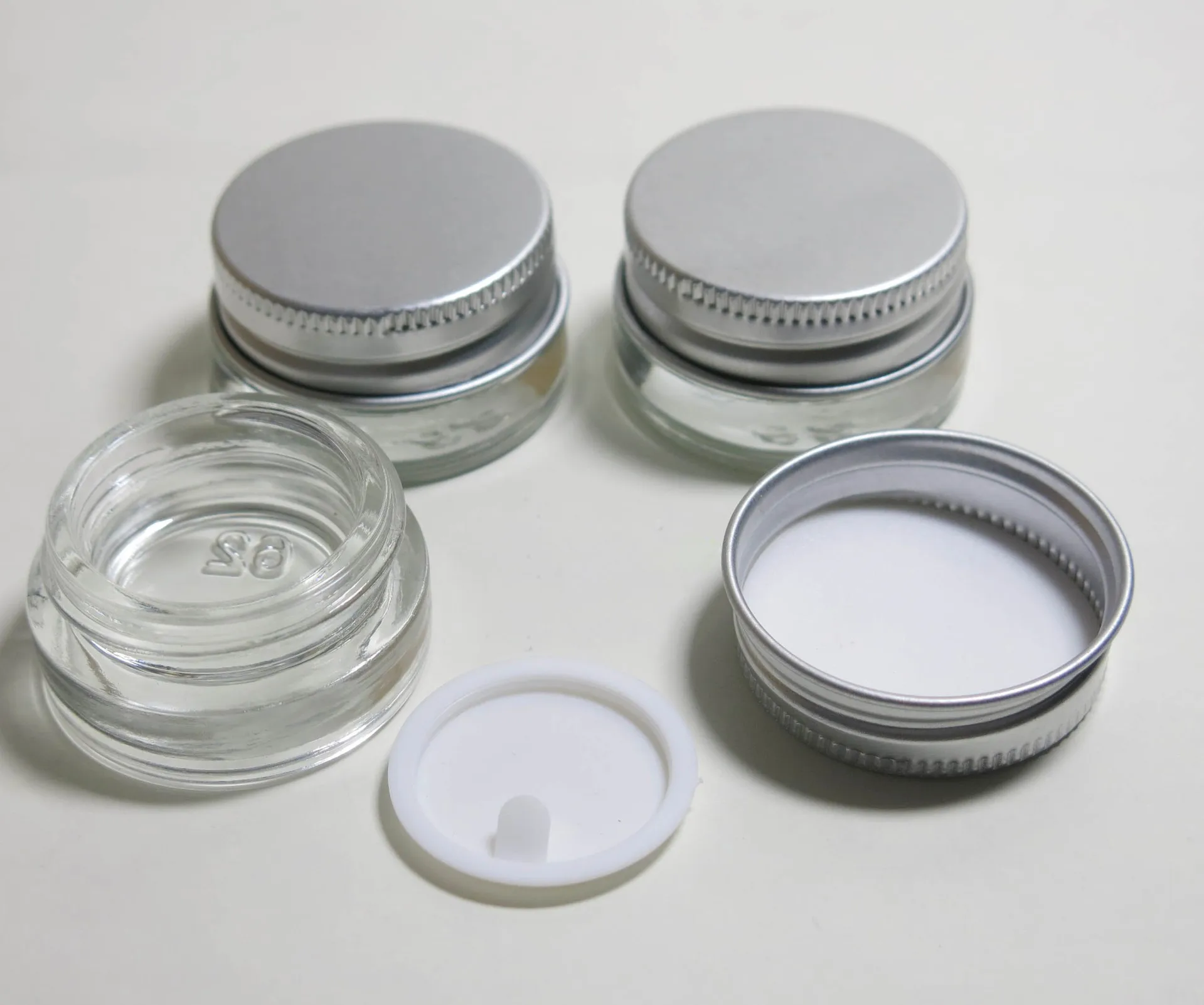 

5g high quality glass cream jar with aluminum lid,5ML wide mouth cosmetic container,eye cream cosmetic packaging DH8955