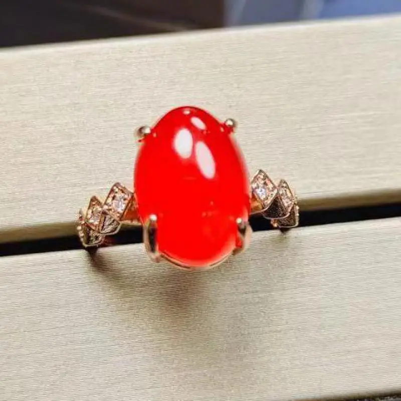 

Really Natural Ice Carnelian Inlaid Ring Women Certified Jades Stone Healing Jewelry Red Chalcedony Rings Girlfriend Mom Gifts