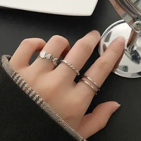 3 pcs aesthetic goth opening adjustable rings set for women stainless steel silver color punk rings wedding jewelry sets gifts